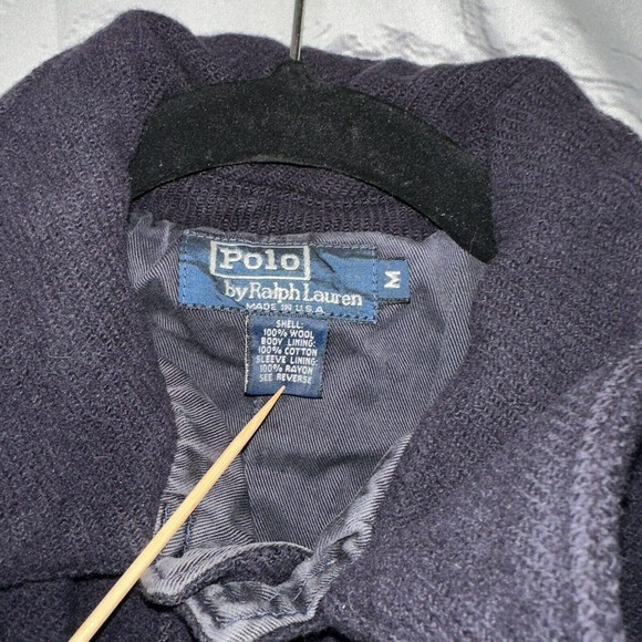 Polo Ralph Lauren Jacket Adult Medium Blue Mens Wool Pockets Casual - Picture 4 of 16